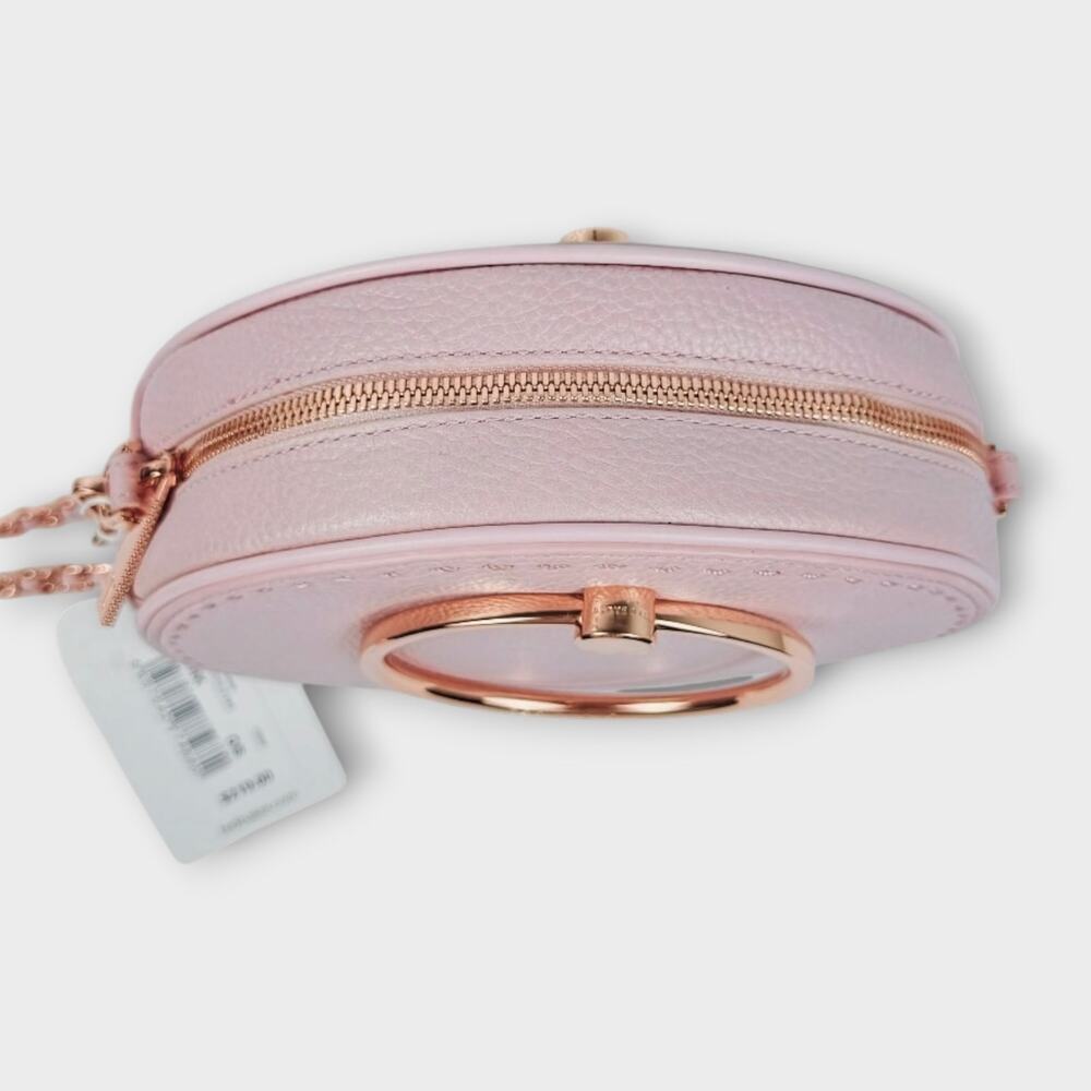 Ted Baker Maddie Circle Leather Crossbody Bag Pink Rose Gold Ring Handle NWT - Picture 5 of 14